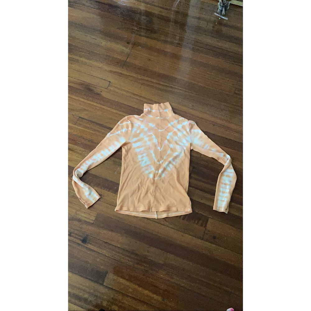 Free People Tie Dye Turtleneck S XS Orange